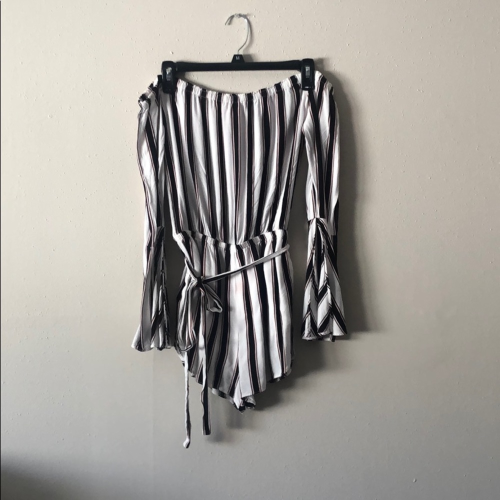 vertical striped romper by silence + noise